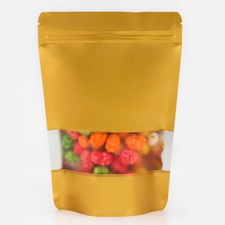 Pack Doy-Pak, matte, gold with a window, 14 x 20+ 4 cm