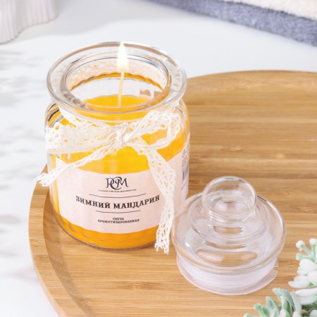 Candle in a bank flavored "Winter Mandarin" 180g, burning time 45h-1