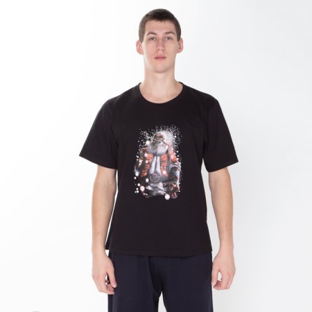 New Year's T -shirt "Santa Claus", Black color, size 54