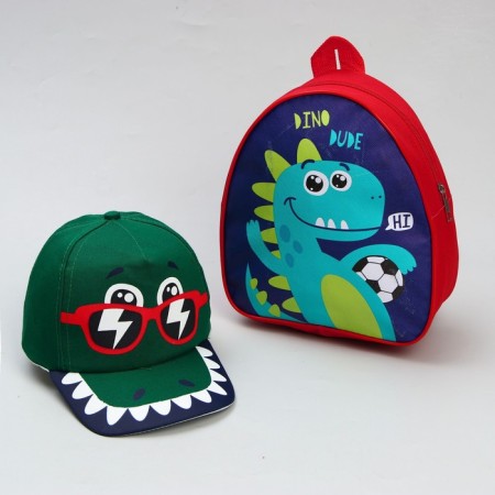 Children's set "Dino", backpack 21x25 cm, cap 52-56 cm-7