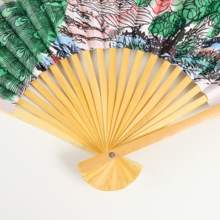 Fan bamboo, textile h = 50 cm "peacocks on a branch" white-3