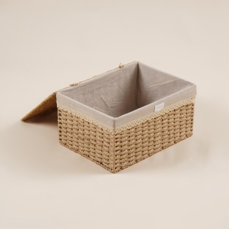 Basket for storing manual weaving with a lid, paper 30x20x15.5 cm-1