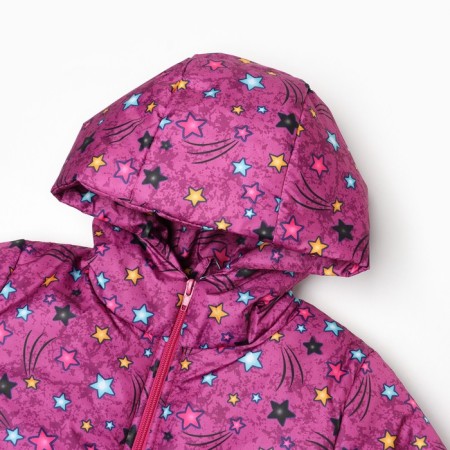 Jacket for girls, raspberry color/stars, height 110-116 cm-7