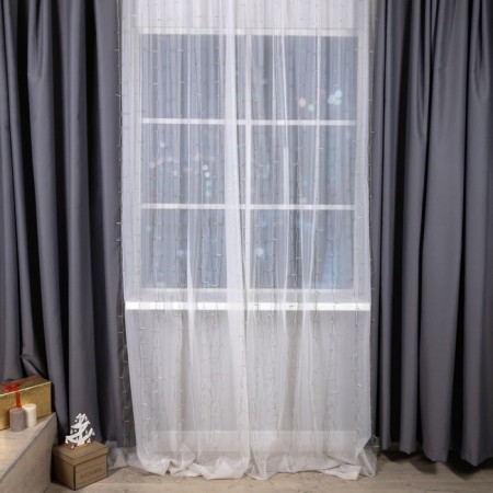 Garland "Curtain" 2 × 3 m, IP20, transparent thread, 720 LED, yellow glow, 8 modes, 220 V-1