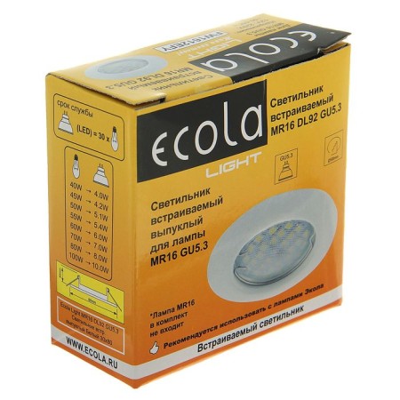 Building lamp Ecola, DL92, MR16, GU5.3, 30x80 mm, convex, white-2