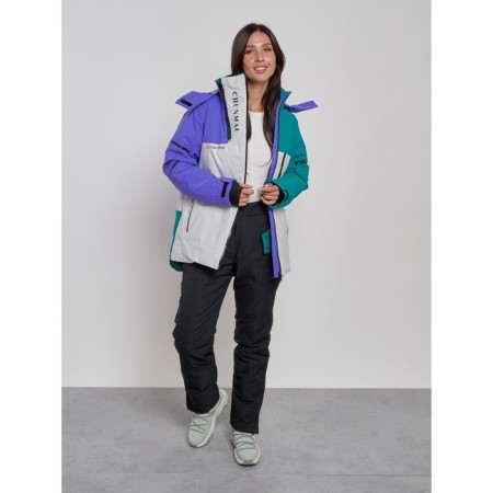 Ski jacket female winter, size 48, dark green color-7