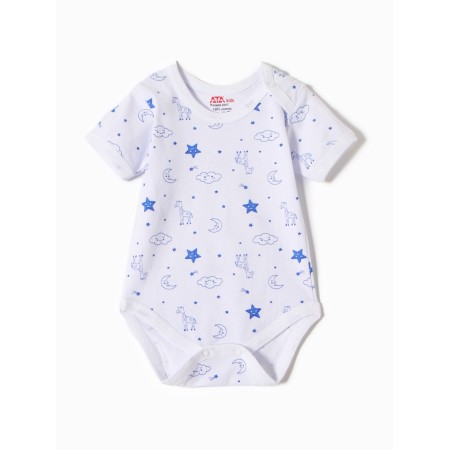 Body baby with a short sleeve "Giraffes", white/blue color, height 80