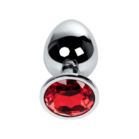 Anal plug Metal by toyfa, silver, ruby, 9.5 cm, d = 4 cm-1
