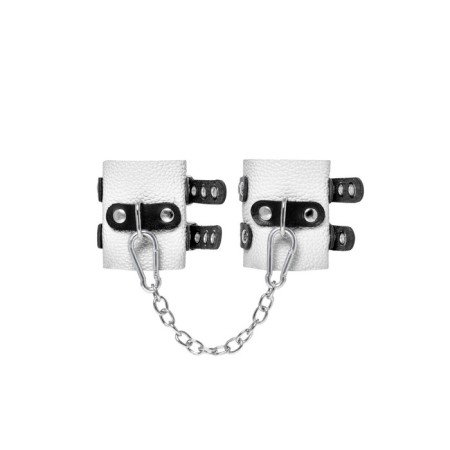 An handcuffs Pecado BDSM, with two handbags with eyelets, soft, genuine leather, white-black-1