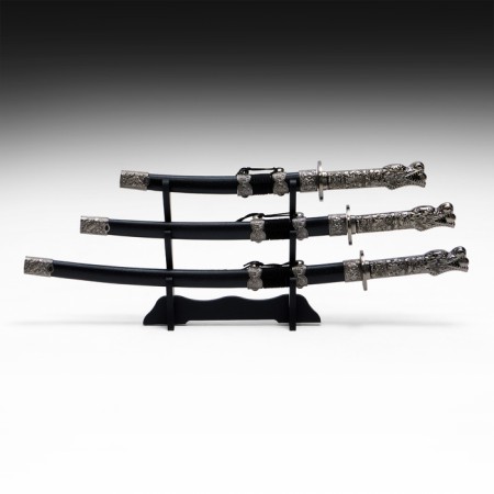 Suv. Product Katana 3V1 on a stand, scabbard to leatherette, Dragon head Black 45/52/61cm-1