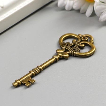 Decor Metal for creativity "Key with crown" under brass (G0111) 8x3 cm-1
