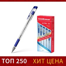Ballic handle Erichkrause Ultra-30, node-bela 0.7 mm, blue, rubber emphasis, letter line 2000 meters