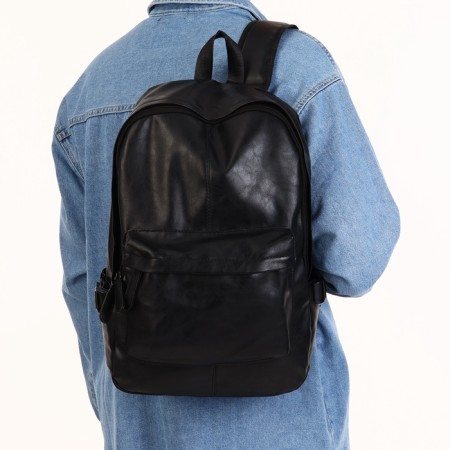 City backpack of artificial leather with lightning, 3 pockets, black color-6