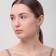 Hanging earrings with “evening” rhinestones, white-red color in silver, 7 cm
