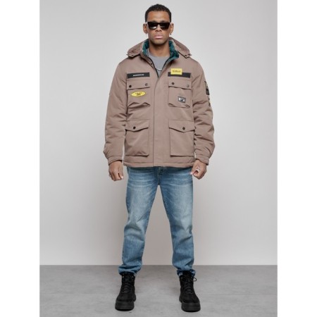 Male winter jacket, size 52, brown color-11