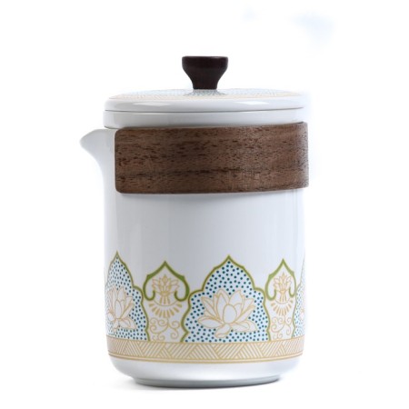 A set for a tea ceremony of 5 items per 3 persons: a cup 50 ml, a kettle 280 ml, white-1