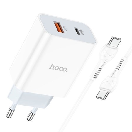 Network charger Hoco C97A, USB, Type-C, 20 W, Type-C-Type-C, 1 m, white