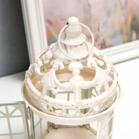 Climber Metal "Lantern - openwork arbor" white 12.5x12.5x21 cm-2