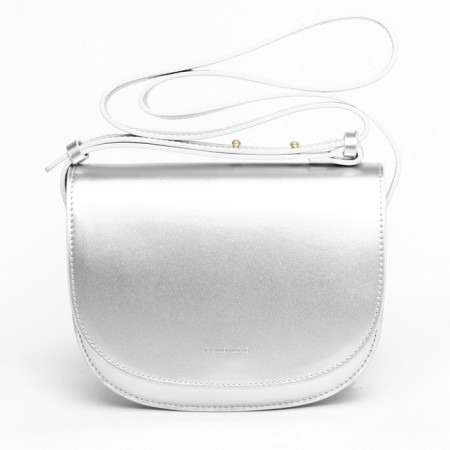 Bag Cross-Body Women's, genuine leather, Ludor silver, 20x6x12 cm