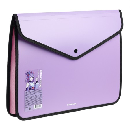 Folder-convert on the button, A4, 600 μm, Erichkrause "Matt Manga", with a textile insert, with an extension, opaque mix-6