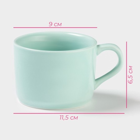 Ceramic mug with a figure at the bottom of "animals. Panda ", 250 ml, 11.5 × 9 × 6.5 cm, turquoise color-2