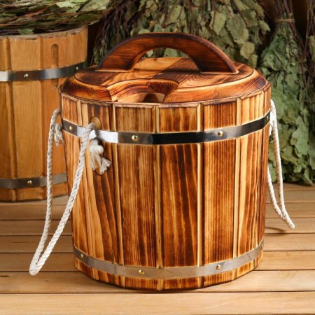 Kedrovi -pine -pine, with a plastic insert, with a lid, thermodrevsin lux-1