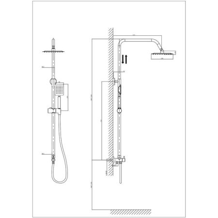 Shower system Rush Bella BL4535-115, tropical shower, hand watering can, chrome-1