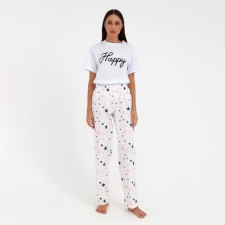 Брюки женские KAFTAN "Pink stars", размер 48-50, белый