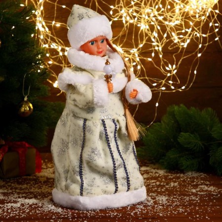 Snow Maiden "White fur coat with a staff" moves, 40 cm-2