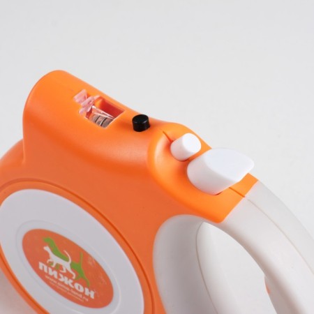 Roulette "Pigzon" with a flashlight, rubberized pen, 5 m, up to 35 kg, orange-2