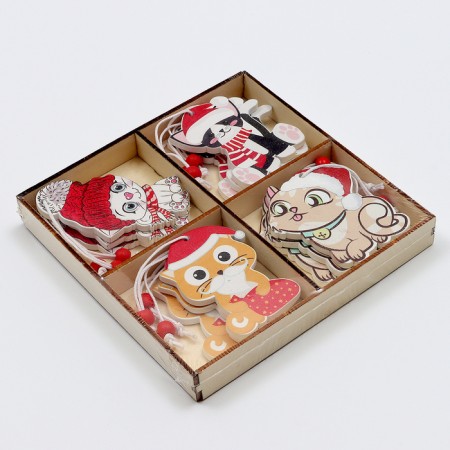 Set of suspensions in wooden gift packaging 12 pcs.13x13x2 cm-9