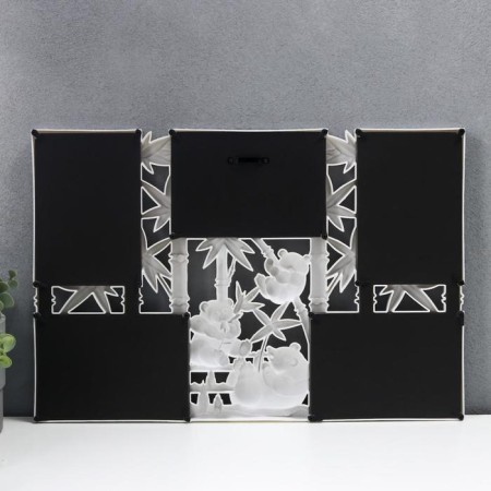 Photo frame plastic in 5 photos 10x15 cm "Panda on bamboo" White 32x47 cm-2