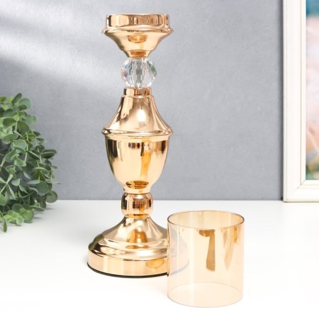 Summary metal, glass per 1 candle "Titsino" D-6 cm, gold 11.5x11.5x38 cm-4