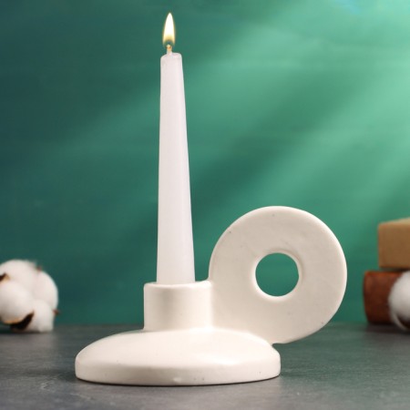 Leo candlestick White gloss, 8x13x10cm
