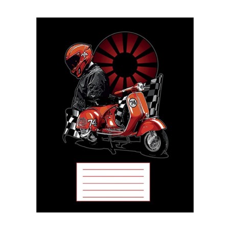 Notebook of 12 sheets in the Motorcyclist line, cover coated paper, VD-LK, block No. 2 (gray sheets), mix-2