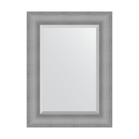 Mirror with fatset in a baguette frame, silver chain mail 88 mm, 57x77 cm