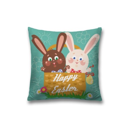 Decorative pillowcase "Bunnies in the basket", on a zipper, size 45x45 cm