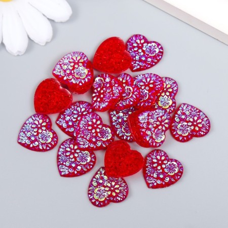 Decor for creativity Plastic "Heart" holography red set 20 pcs 1.6x1.6 cm-2