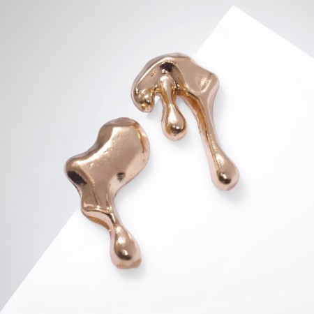 Earrings Metal "melting" drops, color gold-1