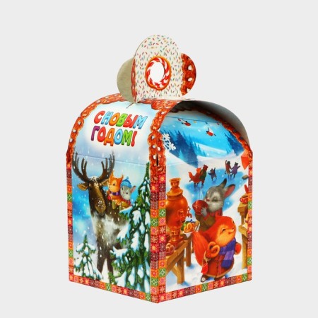 New Year. Gift box New Year's cube "New Year traditions" 12 x 12 x 17 cm.-1