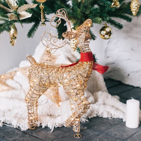 LED figure "Deer golden" 40 × 60 × 18 cm, metal, 220 V, glow warm white-1
