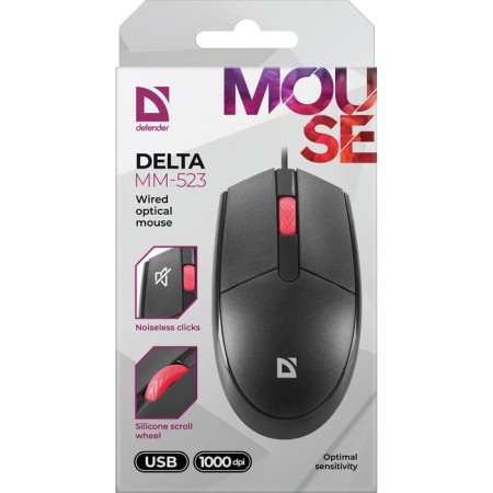 Mouse Defender Delta MM-523, wired, optical, 1000 dpi, USB, black-4