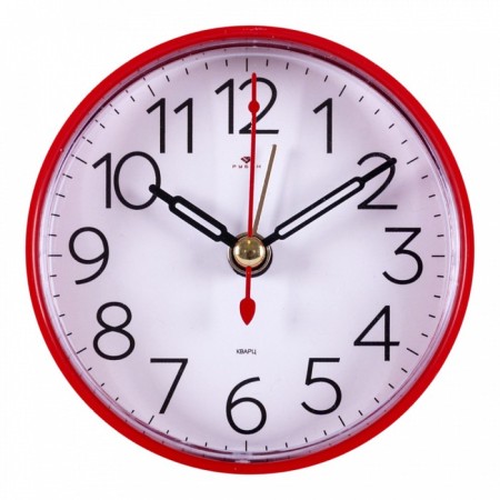Clock - alarm clock "Classics", discrete move, 8 x 8 cm, red