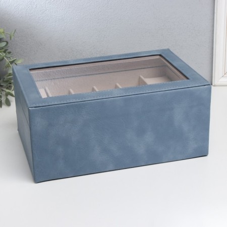 Casket to the leatherette for jewelry "Cabrine" blue 30.5x20x13.5 cm-4