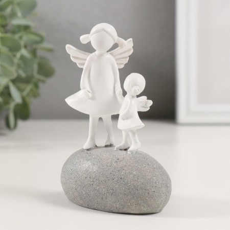 Souvenir Polystone "Mom-Angel with a daughter on a pebble" 7.4x4.5x10.5 cm-3