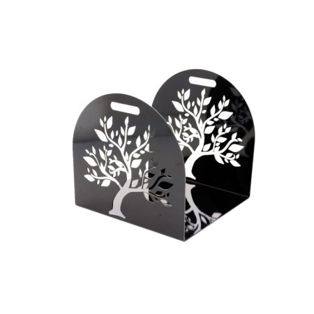 Drovnya, decor "Wood", 370 × 400 × 380 mm, black color-3