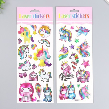Sticker Plastic Holography "Unicorns" mix 29x11 cm