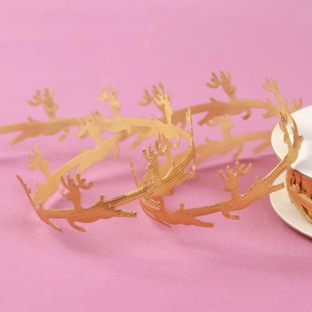 Decorative curly tape "Deer", 20 mm, 9 ± 0.5 m, gold color-1