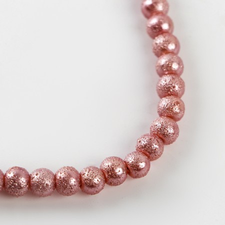 Glass beads, set 140 pcs., Size 1 pc. - 6 mm, pink color-3