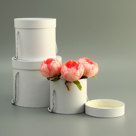 Set of boxes 3 in 1, white, 18 x 18 x 17 - 12 x 12 x 12 cm